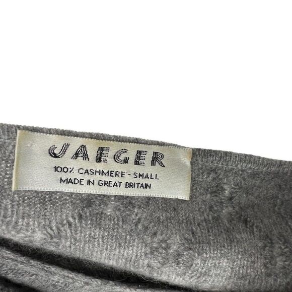 Jaeger 100% Cashmere Gray Pullover Sweater w/ Square Knot Texture, Size Small - Picture 3 of 12